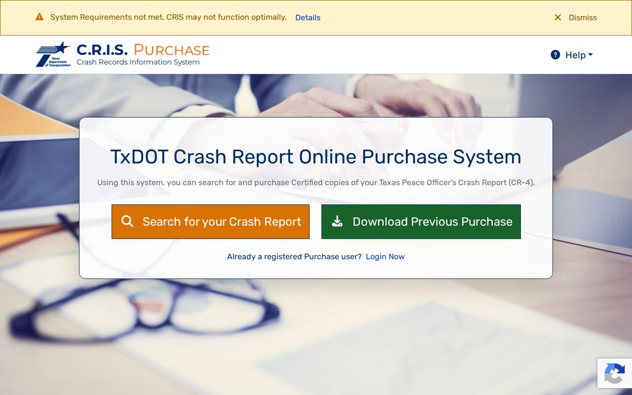 Haskell city crash report records in the official Texas portal