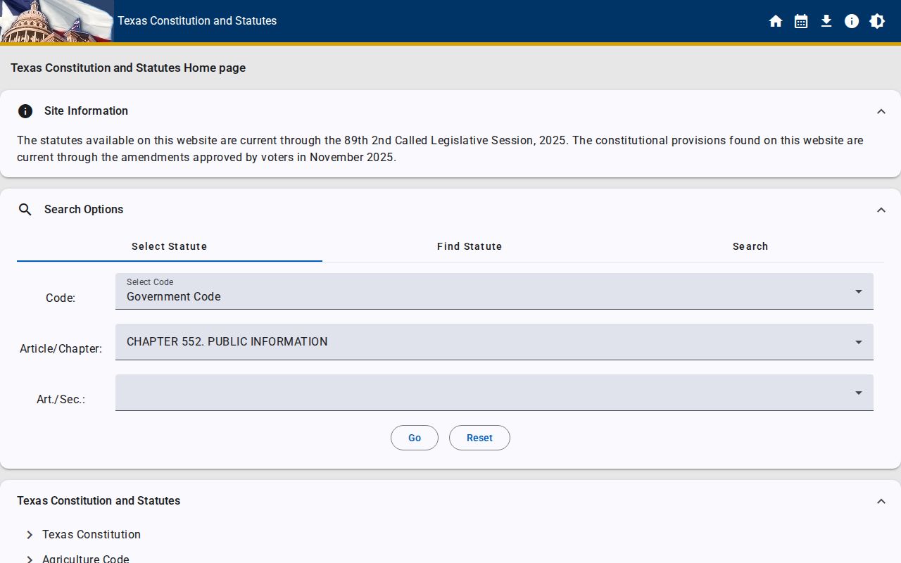 Texas Public Information Act statute governing access to Rule public records