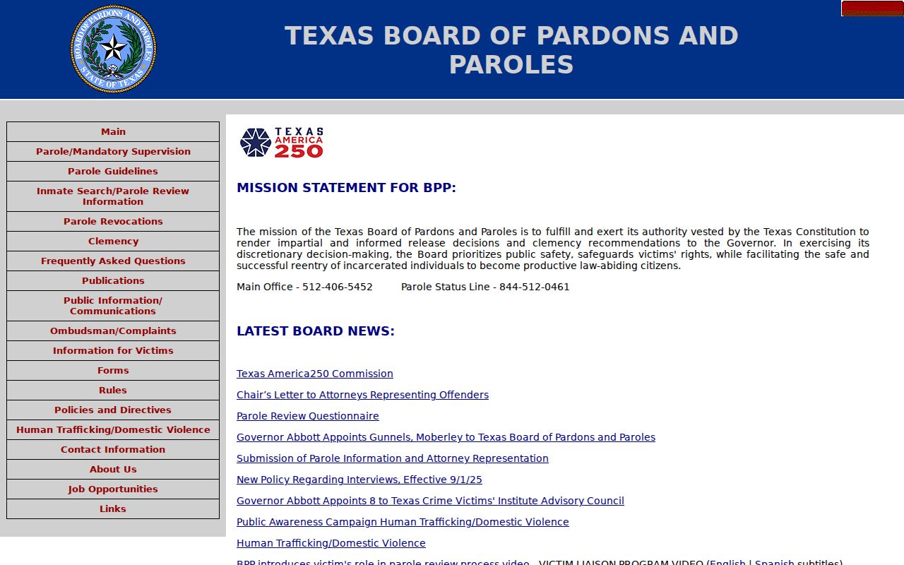 Texas Board of Pardons and Paroles information related to a Rule-area state sentence