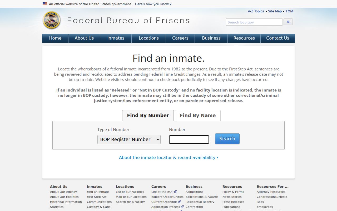 Federal Bureau of Prisons inmate locator for custody outside Haskell County and TDCJ
