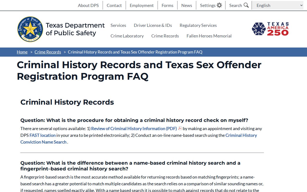 DPS guidance on Haskell County criminal record types